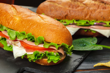 sandwich on a wooden table