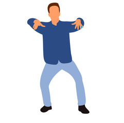 vector, isolated, flat style guy dancing, no person