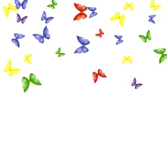 Stof per meter Vlinders Background with Colorful Butterflies. Simple Feminine Pattern for Card, Invitation, Print. Trendy Decoration with Beautiful Butterfly Silhouettes. Vector Background with Moth