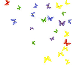Background with Colorful Butterflies. Simple Feminine Pattern for Card, Invitation, Print. Trendy Decoration with Beautiful Butterfly Silhouettes. Vector Background with Moth