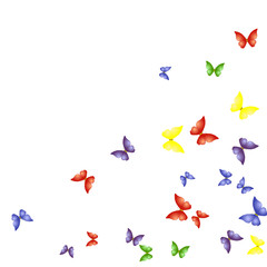 Background with Colorful Butterflies. Simple Feminine Pattern for Card, Invitation, Print. Trendy Decoration with Beautiful Butterfly Silhouettes. Vector Background with Moth