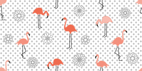 Pink flamingos on grey geometric background.