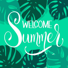 Welcome Summer lettering. Elements for invitations, posters, greeting cards. Seasons Greetings