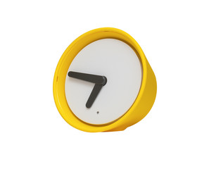 yellow modern clock isolated on white background