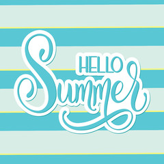 Hello Summer lettering. Elements for invitations, posters, greeting cards. Seasons Greetings