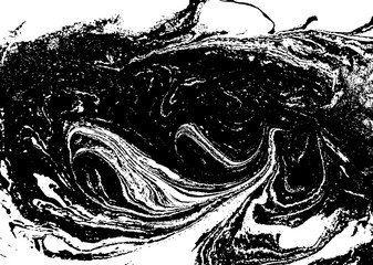 Fototapeta premium Black and white liquid texture. Watercolor hand drawn marbling illustration. Abstract vector background. Monochrome marble pattern.