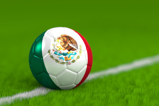 Soccer Ball With Mexican Flag 3D Render