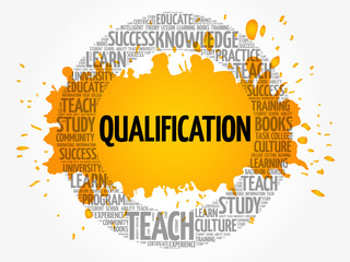 Qualification word cloud collage, education business concept