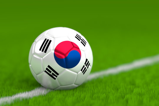 Soccer Ball With South Korean Flag 3D Render