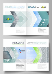 Business templates for bi fold brochure, magazine, flyer, booklet. Cover design template, abstract vector layout in A4 size. Minimalistic background with lines. Gray geometric shapes, simple pattern.