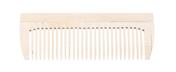 Wooden comb isolated on white horizontal image