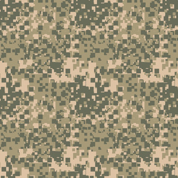 Green, beige and khaki digital camouflage is colorful seamless pixel pattern that can be used as a camo print for clothing and background and backdrop or computer wallpaper