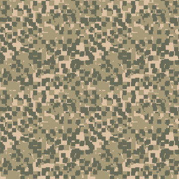 Green, beige and khaki digital camouflage is a seamless pixel pattern that can be used as a camo print for clothing and background and backdrop or computer wallpaper