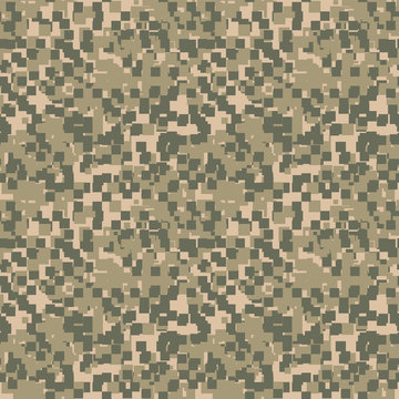 Green, beige and khaki digital camouflage is a seamless pixel pattern that can be used as a camo print for clothing and background and backdrop or computer wallpaper © Ko_Te