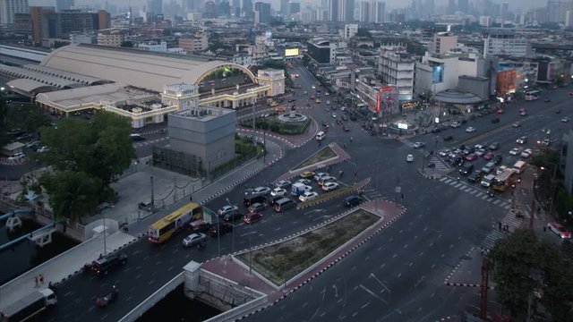 4k Dusk to night landscape of Bangkok's city, Thailand.