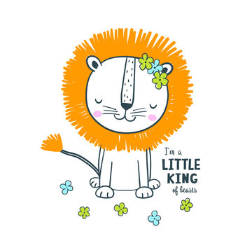 Cute lion. Vector illustration for kids
