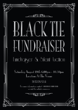 black tie fundraiser Art Deco background