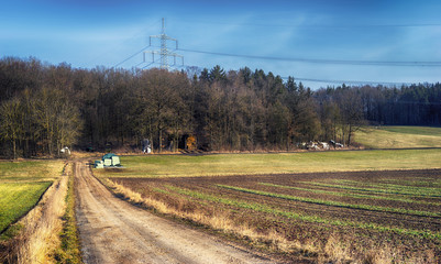 Fototapeta na wymiar Rural landscape view in Bavaria Germany