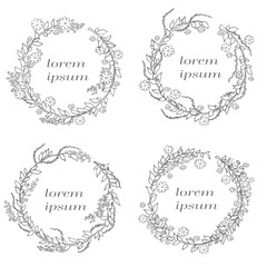 Vector linear frame with space for text holiday greetings, wedding, party invitation design template - decorative background for greeting card in linear style on white background
