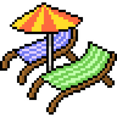 Fototapeta premium vector pixel art beach bed
