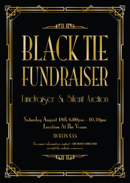 black tie fundraiser Art Deco background