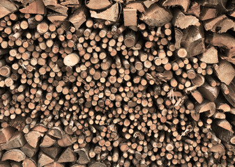 Stacked brown fire wood