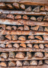 Stacked brown fire wood