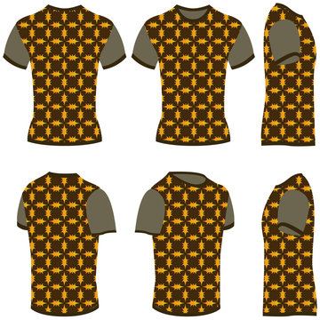 Vector of casual T Shirt design with brown color and golden design