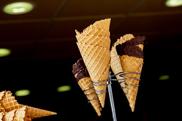 Ice cream cone on silver stand
