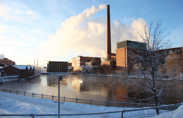 Obraz premium Old power station, Tampere CIty Center in winter