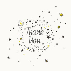 Thank you card design with stars, vector illustration