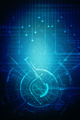 2d illustration Abstract futuristic electronic circuit technology background

