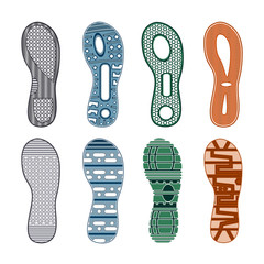 Sport Shoes Footprints Colored Set