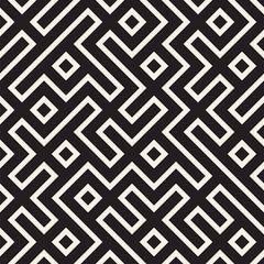 Stylish lines lattice. Ethnic monochrome texture. Abstract geometric background design. Vector seamless pattern.