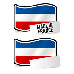 Made in France Flag and white empty Paper. Esp10 Vector.