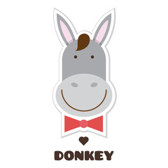 Donkey. Sticker. Vector illustration.
