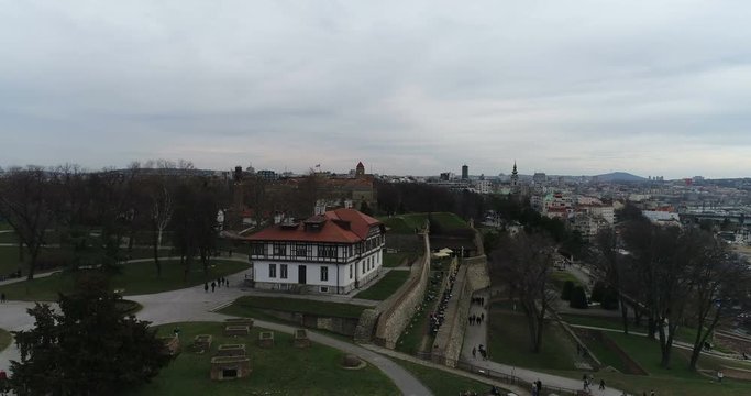 Viktor monument in Belgrade aerial view