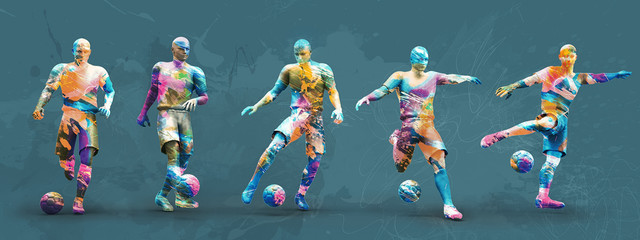 abstrct soccer players