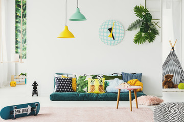 Two lamps and decorative clock