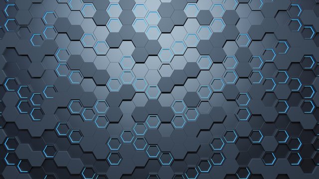 Blue hexagon pattern.3d rendering © Vanit่jan