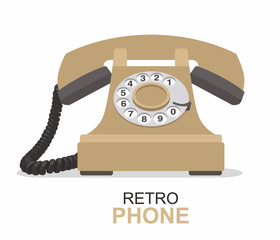 Beige vintage telephone isolated on white