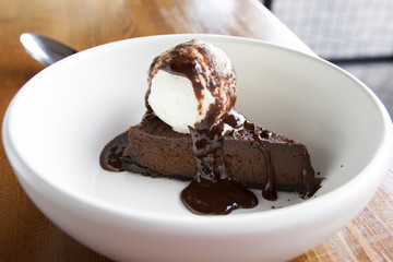 Mexican Chocolate Cake with Vanilla Ice Cream