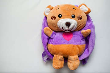 Yellow plastic toy lion , different character, isolated on white background.