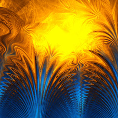 Abstract sunrise on the beach. beautiful fractal for art projects, business, template, banners, card.