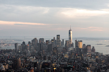 New York cityscape at dusk