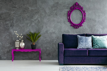 Purple concrete living room