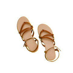 Brown sandals.  Fashionable concept. Isolated. White background