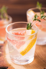 Gin bitter lemon with thyme and grapefruit.