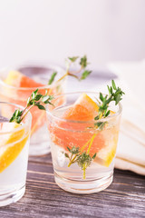 Gin bitter lemon with thyme and grapefruit.