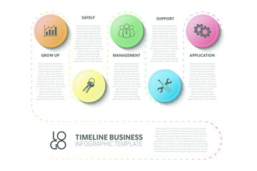 Vector business template with 5 steps, options or processes. Can be used for timeline, workflow, research, strategy.